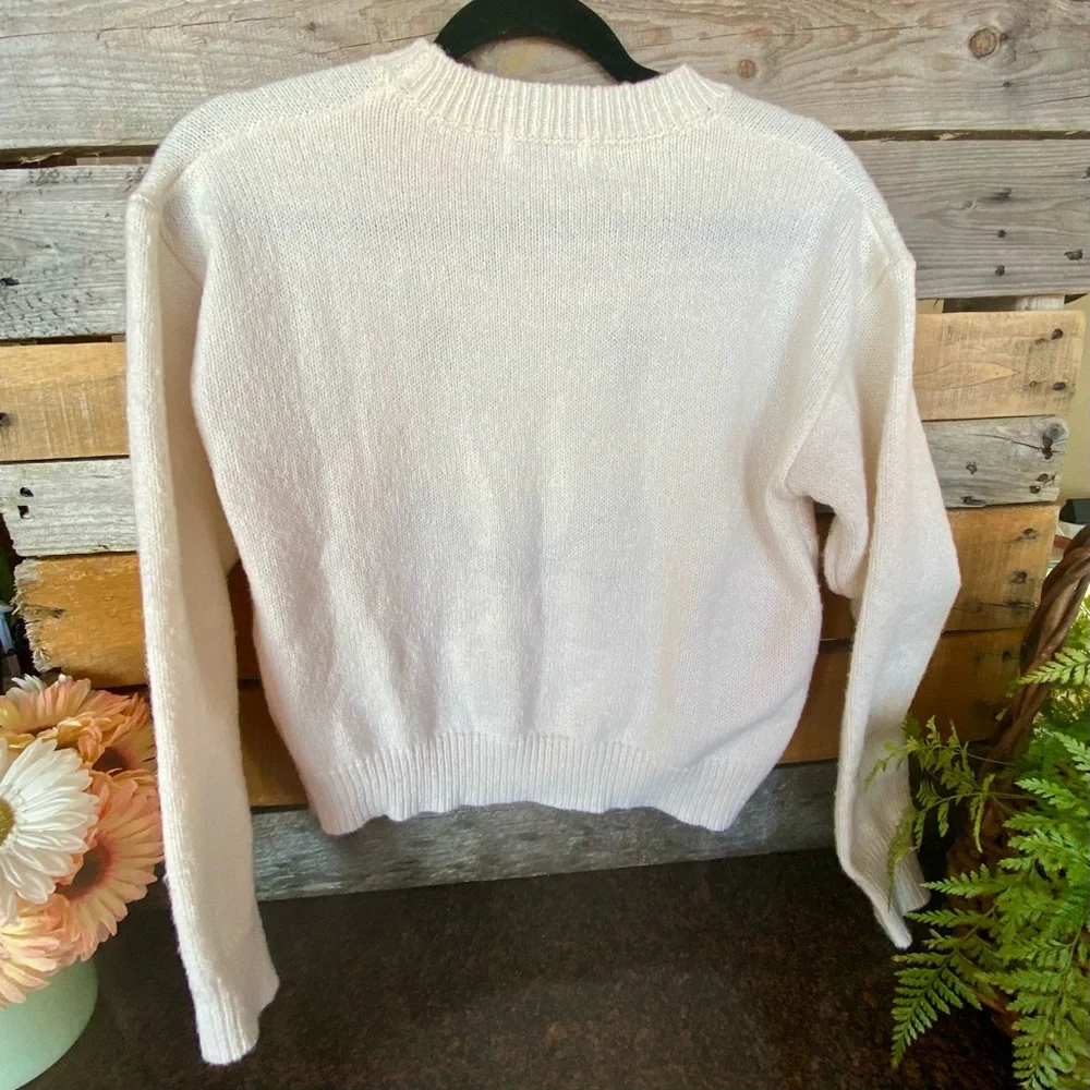 GRAFFITI unisex smiley face sweater, cream & black, size S - Picture 2 of 6